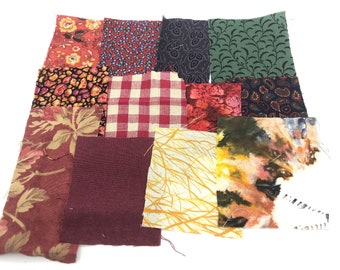 scrapbooking or junk journal embellishments Fabric scraps pack with silk thread for visible mending slow stitching or sewing craft kit