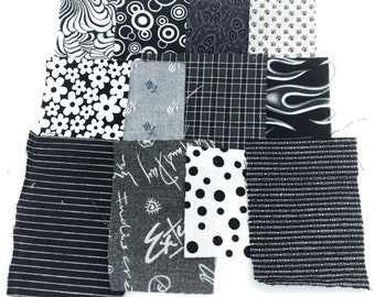 scrapbooking or junk journal embellishments Fabric scraps pack with silk thread for visible mending slow stitching or sewing craft kit