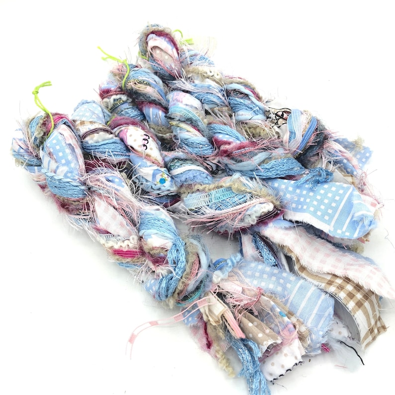 Novelty yarn with fabric ribbons pack fiber arts bundle Etsy
