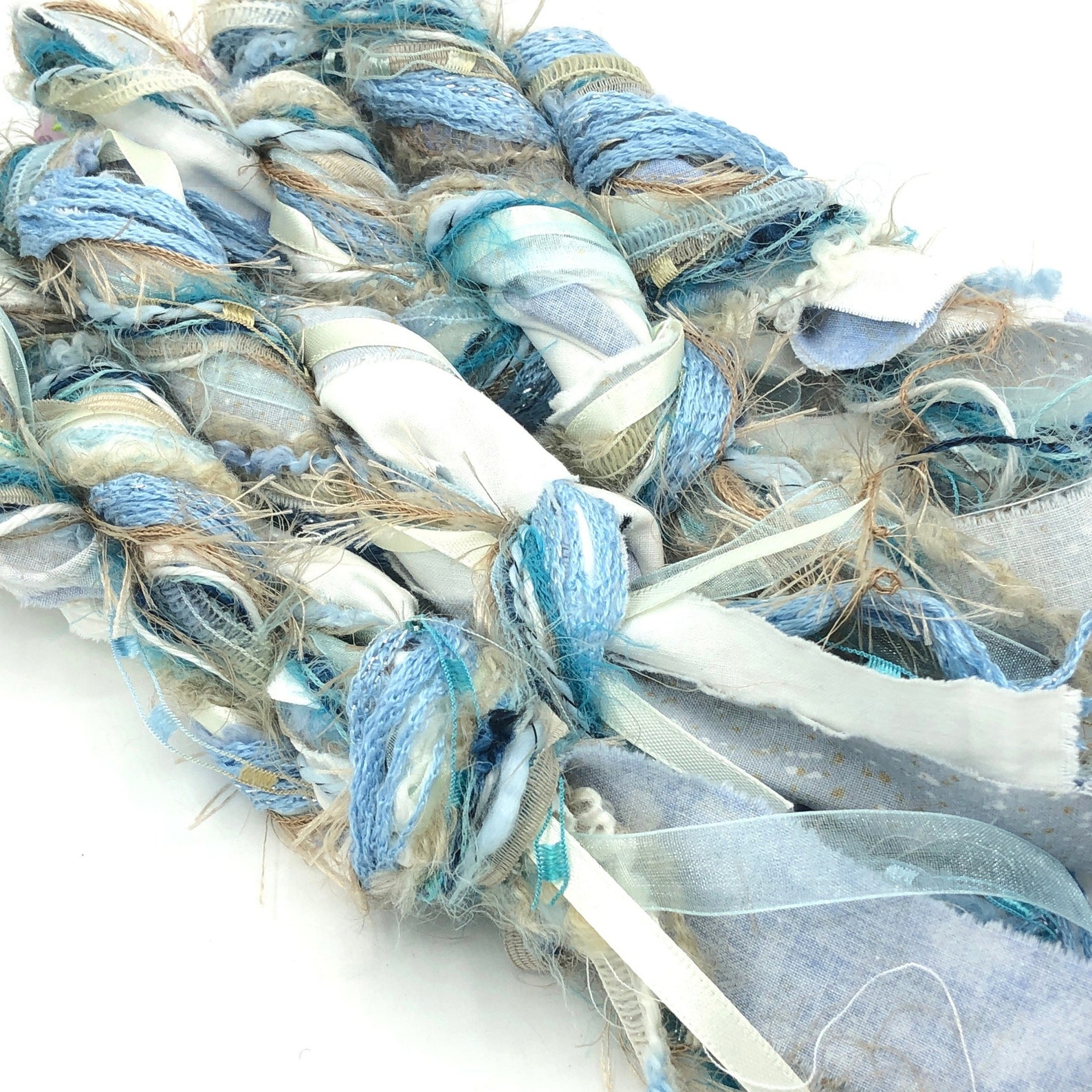 Novelty Yarn With Fabric Ribbons Pack Fiber Arts Bundle Etsy