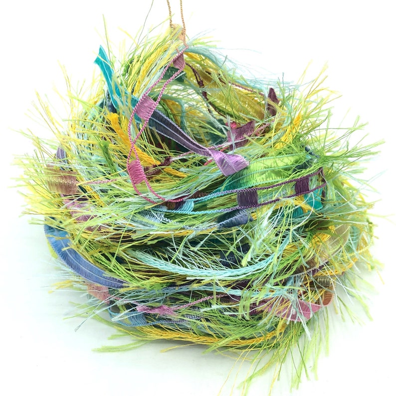 Yarn Scraps Fiber Arts Bundle 6x2yrds Novelty Eyelash Ribbon Etsy