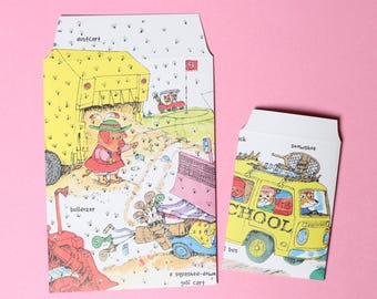 Vintage transportverhalenboekenveloppen | Geüpcycleerde mini-enveloppen voor boekpagina's | Bijsluiters voor junkjournal en plakboeken