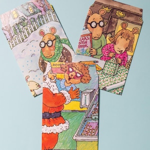 Buste ispirate al Natale di Arthur, effimeri di pagine di libri, forniture per scrapbooking, etichette regalo, forniture per diari spazzatura