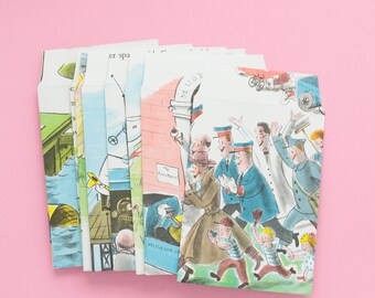Enveloppen Curious Monkey Storybook | Set van 10 grote handgemaakte enveloppen | Efemere ongewenste tijdschriften