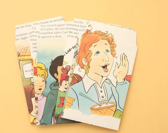 Wetenschapsavonturenverhalenboekenveloppen | Set van 12 grote enveloppen | Geüpcycled papier |