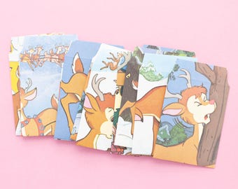 Klassieke kerstverhalenboekenveloppen | Geüpcycled vintage papier | Op rendieren geïnspireerde feestdagen voor cadeaubonnen