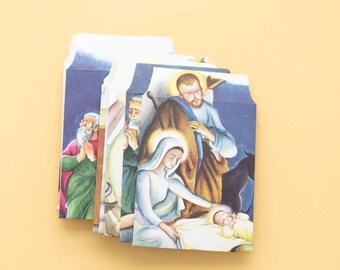 Enveloppen met kerstverhalenboek | 12 kleine handgemaakte enveloppen | Geüpcycled vintage kerstpapier