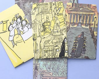 Parijse verhalenboekenveloppen | Geüpcycled vintage ephemera, set van 15 inch