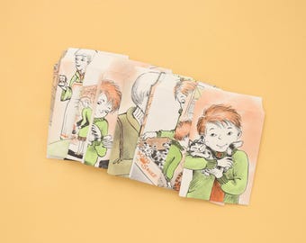 Klassieke Kitty Storybook-enveloppen | 10 kleine geüpcyclede enveloppen | Efemere ongewenste tijdschriften
