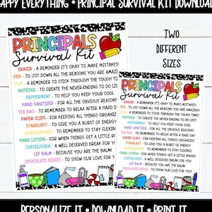 NOT EDITABLE Principal Survival Kit Printable, Digital Download