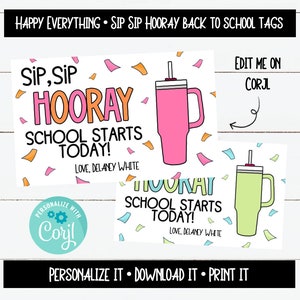 EDITABLE Sip Sip Hooray Tags, Digital Download