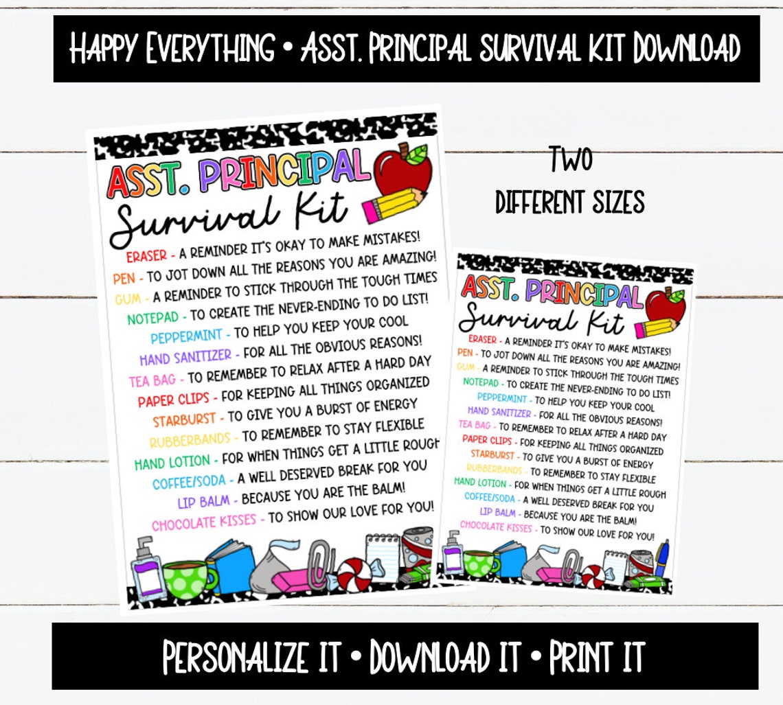 NOT EDITABLE Asst. Principal Survival Kit Printable, Digital Download ...