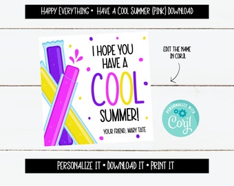EDITABLE Have a Cool Summer (Pink) Tag