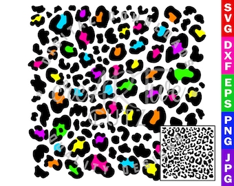 Leopardtryck SVG, gepardtryck klippfil, djurtryck DXF, PNG, vektor, utskrivbar, clipart