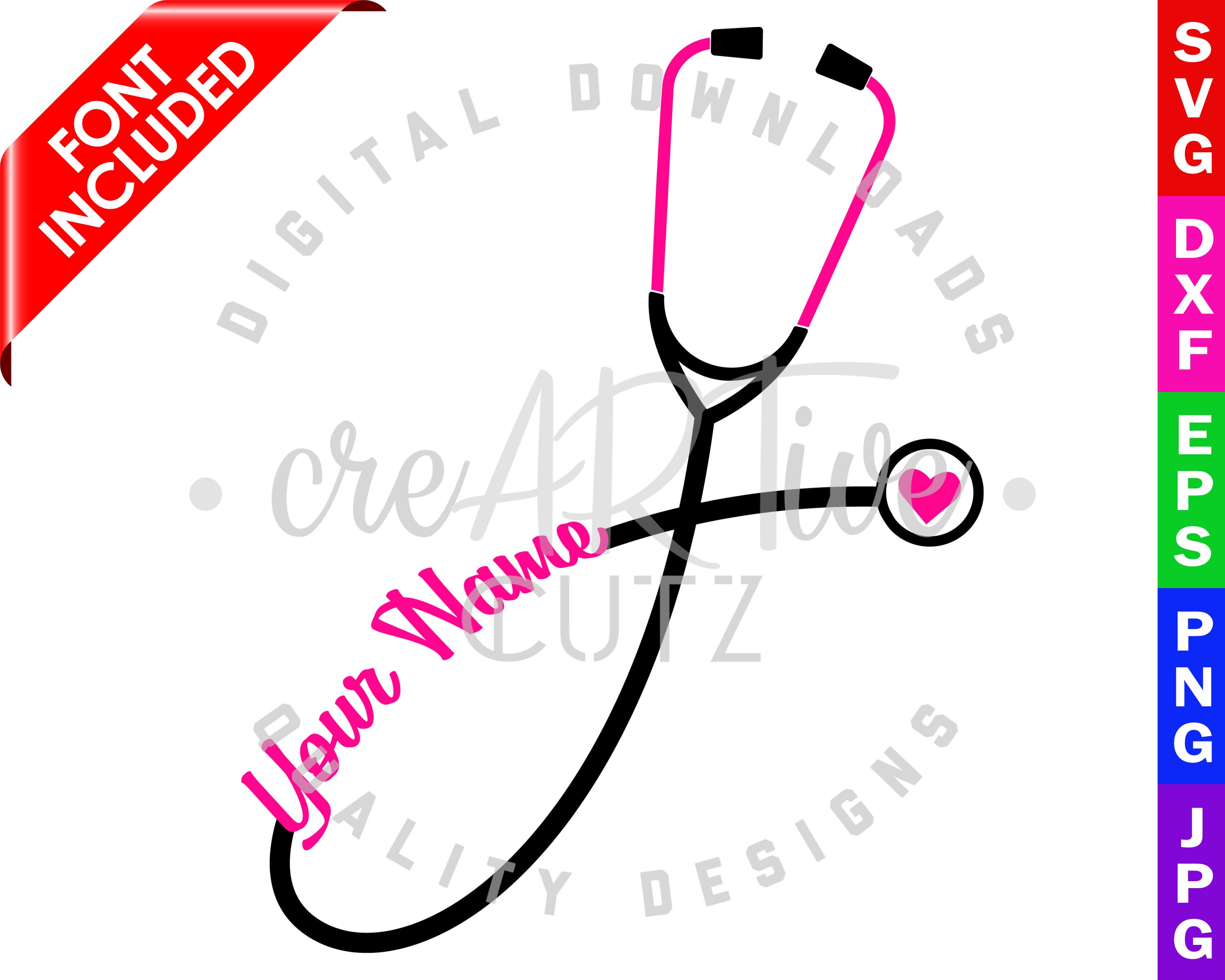Download Personalized Stethoscope SVG Custom Stethoscope DXF Font ...