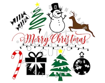 Kerst bundel SVG, kerstboom, sneeuwpop SVG, vakantie, gesneden bestand, EPS, PNG, Vector