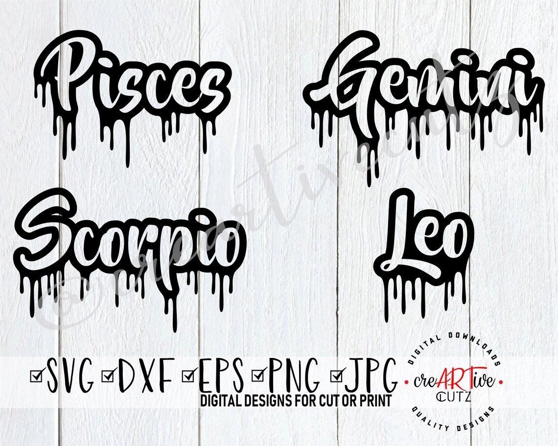 Zodiac Sign Drip Bundle SVG Horoscope Clipart Astrology Cut Etsy