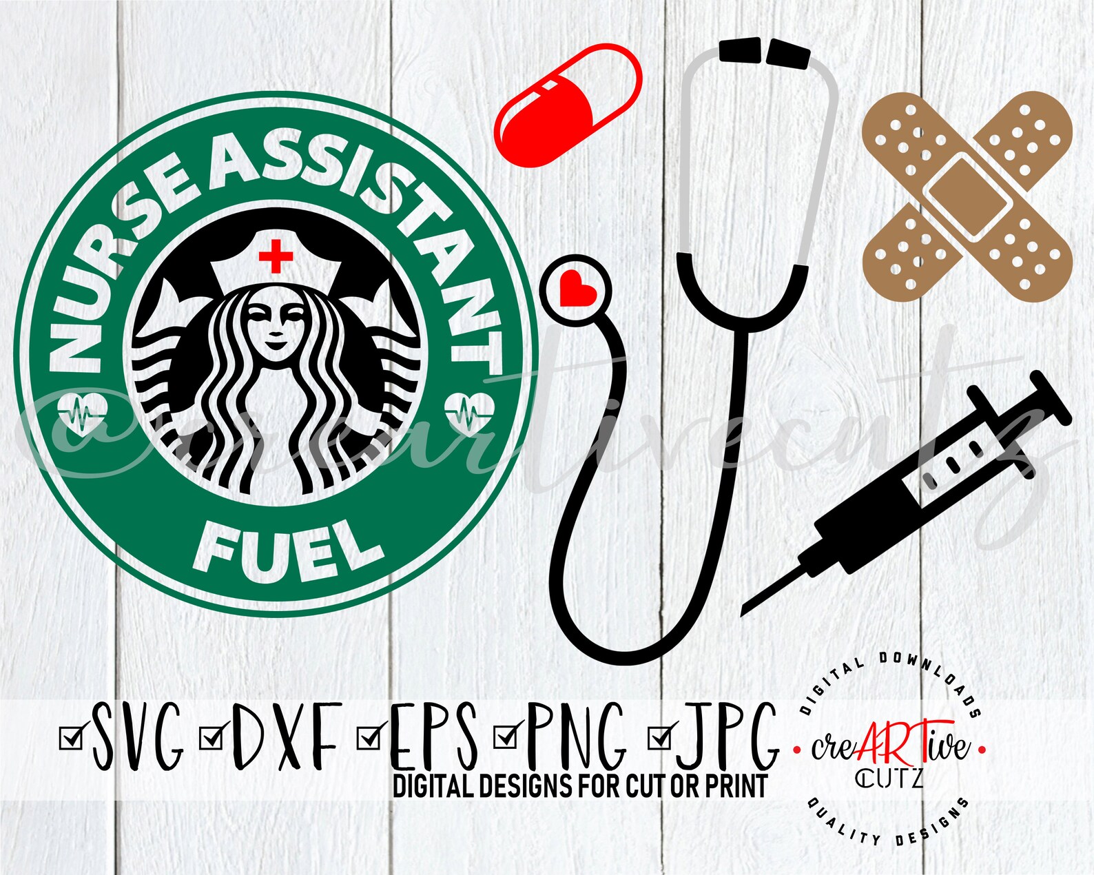 Starbucks CNA Bundle SVG Nurse Assistant PNG Vector | Etsy