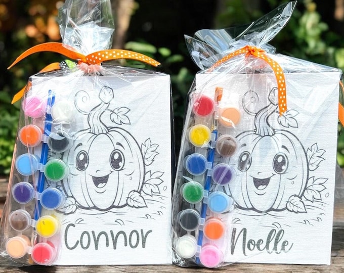Personalized Kids Halloween Pumpkin Paint Kit, Kids Halloween Party Gifts, Kids Halloween Basket Stuffers, Party Favors, Halloween Activity