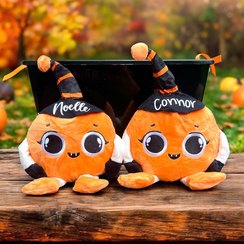 Personalized Halloween Pumpkin Plushie, Halloween Plushies, Pumpkin Plush, Halloween Basket Stuffer for Kids, Kids Halloween Gifts