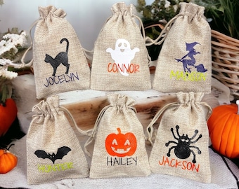 Halloween Treat Bags, Halloween Goodie Bags, Personalized Halloween Candy Bags, Halloween Party Favor Bags, Kids Halloween Party Favors