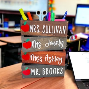 Back to School Teacher Gifts, Teacher Desk Decor, Teacher Appreciation Gifts, Teacher Desk Organizer, Teacher Desk Decor Apple, Teacher Gift image 2