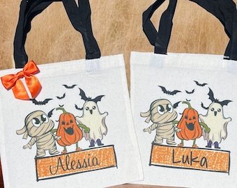 Halloween Trick or Treat Bag, Kids Halloween Tote Bags, Personalized Halloween Baskets, Halloween Candy Bag, Toddler Halloween, Candy Bags