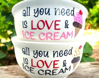 Personalized Ice Cream Bowl for Valentines Day, Valentines Day Gift for Boyfriend, Girlfriend Valentines Day Gift, Husband Gifts, Wife Gifts