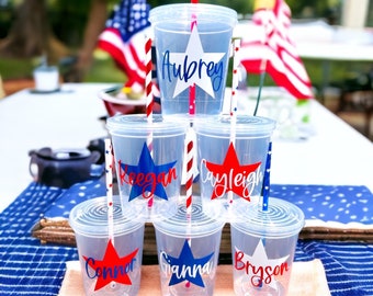 Kids 4th of July Party Cups, Kids Party Favors, Kids Party Cups, Personalized 4th of July Cups for Kids, 4th of July Decorations, Pool Party