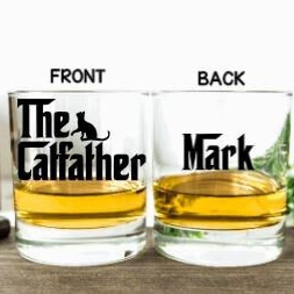 The CatFather Whiskey Glass, Cat Dad Gift, Personalized Cat Dad Gift, Personalized Whiskey Glass for Cat Dad, Cat Lover Gift, Birthday Gift