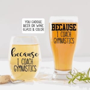 Gymnastics Coach Gift, Gift for Gymnastics Coach, Personalized Gift for Gymnastic Coach, Coach Gifts, Beer Glass, Funny Gift for Coach
