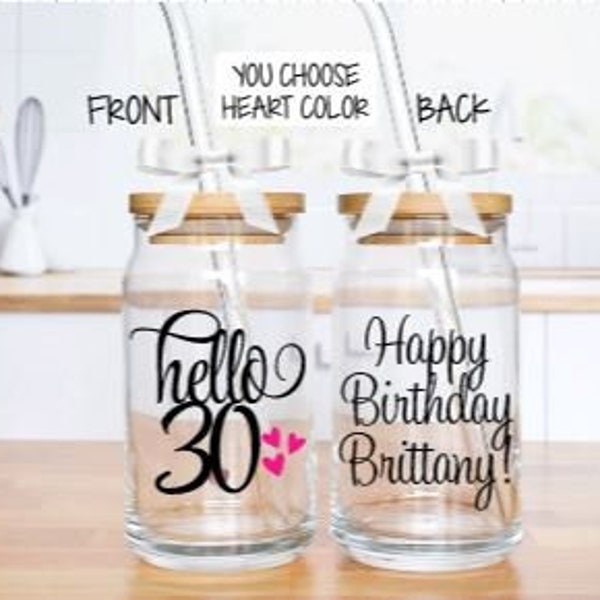 30th Birthday Gifts for Women, 30th Birthday Gift for Her, Personalized Hello 30 Birthday Wine Glass, 30th Birthday Gift, Best Friend Gift