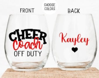 Cheer Coach Gift, Cheerleading Coach Gifts, Gift For Coach, Coach Tumbler, Personalized Cheer Coach Wine Glass, Cheer Coach Off Duty