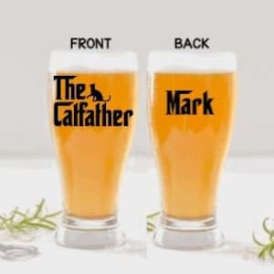 The CatFather Beer Glass, Cat Dad Gift, Personalized Cat Dad Gift, Personalized Beer Glass for Cat Dad, Cat Lover Gift, Birthday Gift