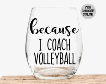 Volleyball Coach Gift, Gift for Volleyball Coach, Gift for Coach, Funny Gift for Coach, Personalized Wine Glass Gift for Volleyball Coach