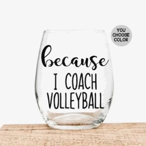 Volleyball Coach Gift, Gift for Volleyball Coach, Gift for Coach, Funny Gift for Coach, Personalized Wine Glass Gift for Volleyball Coach