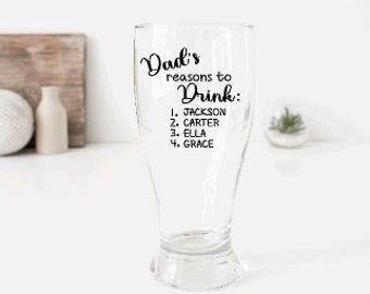 Cadeau pour papa, Cadeau de fête des pères pour papa, Cadeau personnalisé pour papa, Cadeau d’anniversaire pour papa, Verre de bière amusant, Raisons de papa de boire