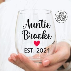 Gift for Auntie, New Auntie Gift, Auntie Established Wine Glass, Personalized Aunt Gifts, Pregnancy Announcement Gift for Aunt, Sister Aunt