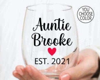 Gift for Auntie, New Auntie Gift, Auntie Established Wine Glass, Personalized Aunt Gifts, Pregnancy Announcement Gift for Aunt, Sister Aunt