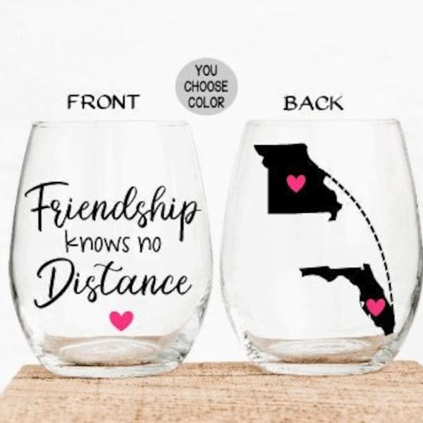 Friendship Knows No Distance, Personalized Friendship Gift, Going Away Gift, Long Distance Friendship Gift, Best Friend Gift, I Miss You
