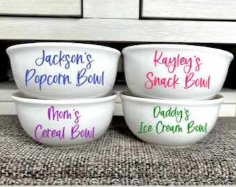 Cereal Bowl Personalized, Snack Bowl, Popcorn Bowl, Kids Birthday Party, Ice Cream Bowl, Gift for Kids, Custom Cereal Bowl, Kids Gift Ideas