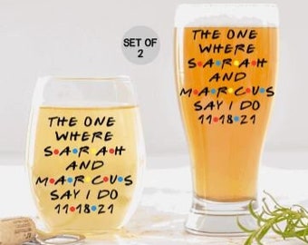 Personalized Wedding Glasses, Wedding Gift for the Couple, Bride and Groom Gift, The one where we say I do, Wedding Gift Ideas