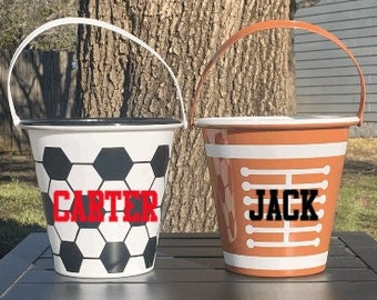 Personalized Sports Easter Basket, Sports Easter Bucket for boys, Easter Egg Hunt Basket, Easter Basket for Girls, Easter Basket for Boys