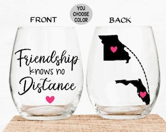 Friendship Knows No Distance, Personalized Friendship Gift, Going Away Gift, Long Distance Friendship Gift, Best Friend Gift, I Miss You