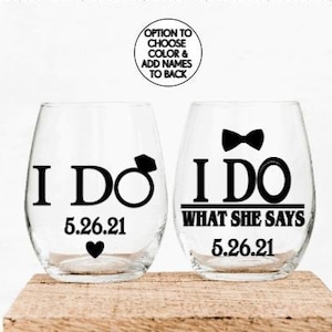 Wedding Gift for Couple, Engagement Gift for Couple, I do and I do what she says gift set for just married couple, Funny Wedding Gift