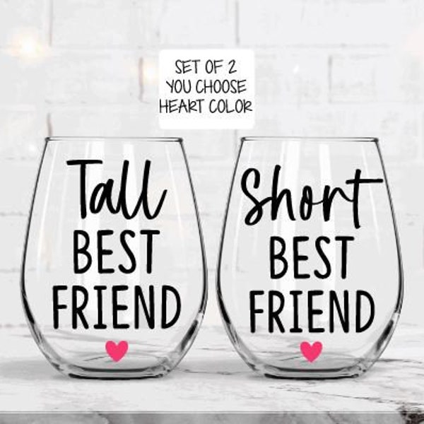 Tall Best Friend Wine Glass, Short Best Friend Wine Glass, Personalized Best Friend Gifts, Funny Best Friend Gifts, Gifts for Best Friend