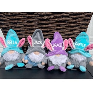 Personalized Plush Easter Gnomes, Easter Bunny Gnome, Easter basket stuffers for girls, Easter basket stuffers for boys, kids easter gift