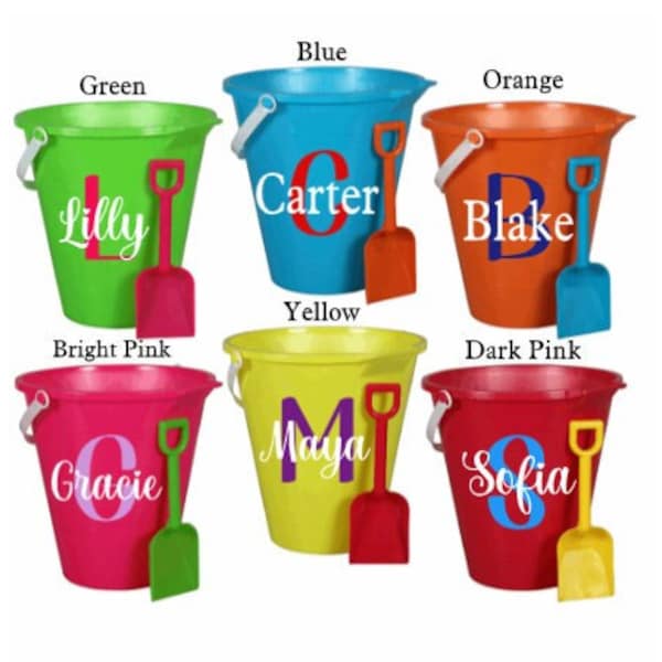 Personalized Beach Bucket for Kids, Kids Beach Pail with Shovel, Beach Toys, Sand Toys, Beach Theme Party Favors, Beach Party Gifts