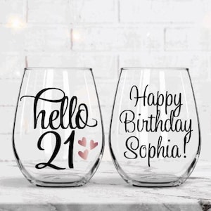 21st Birthday Wine Glass - Etsy