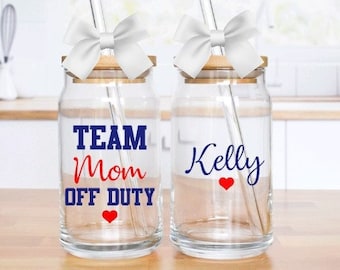 Team Mom Gift, Gift for Team Mom, Team Mom Off Duty Wine Glass, Personalized Gift for Team Mom, Baseball Mom, Soccer Mom, Sports Mom